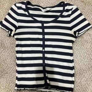 Grey and white striped top